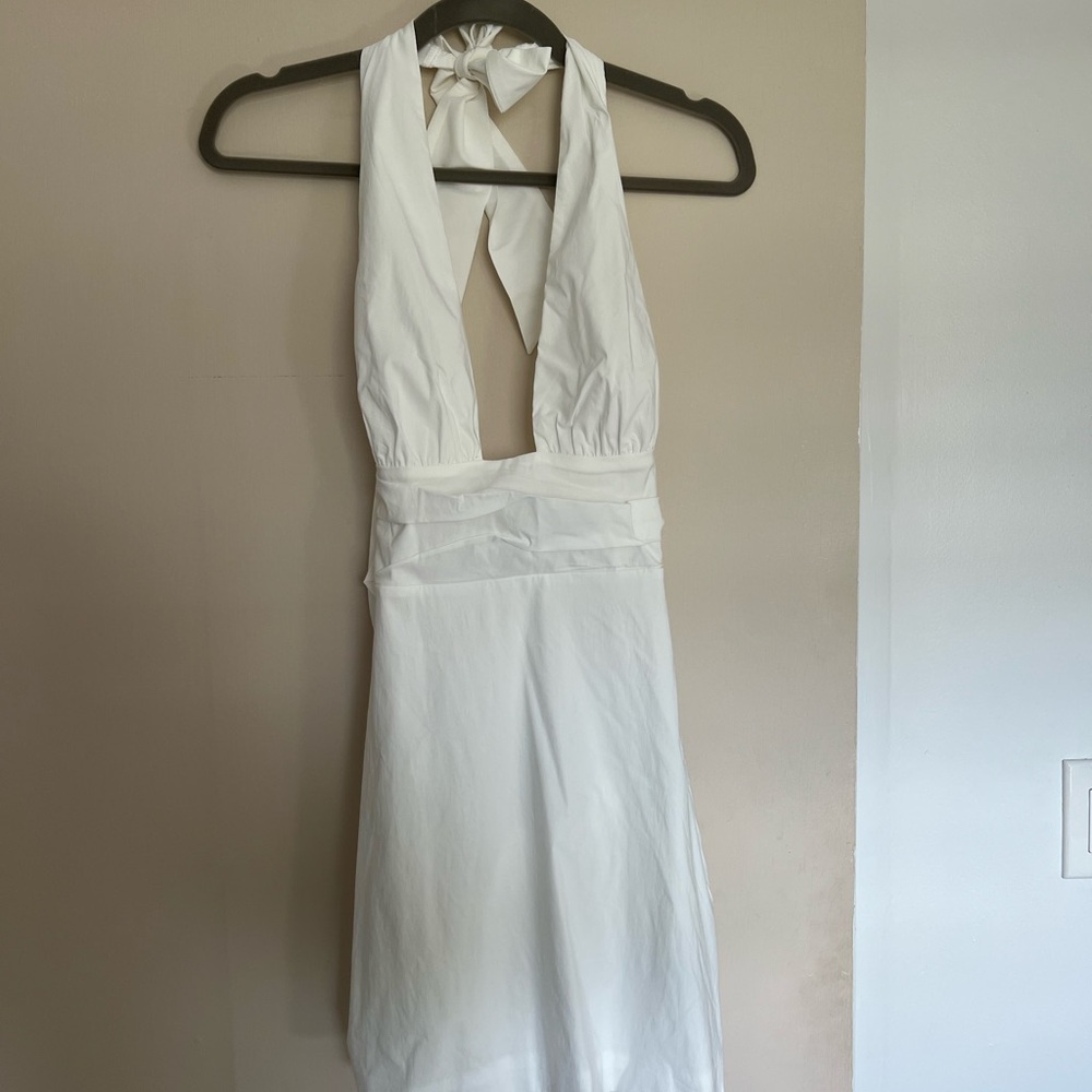 SHEIN White Backless Halter Dress
